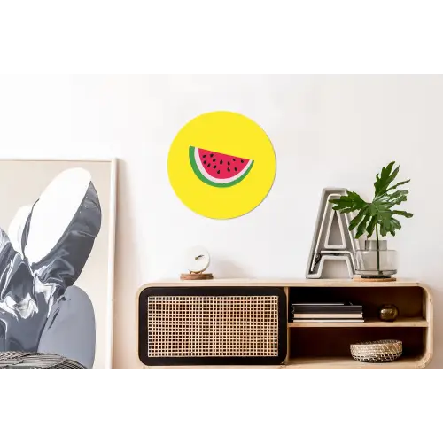 Fruit - Watermeloen - Geel Wandcirkel aluminium klein -kantoor