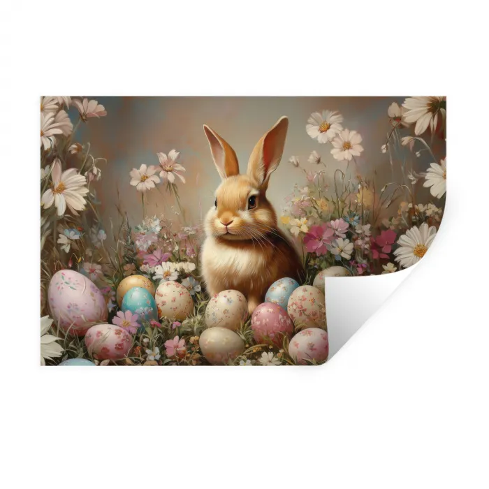Paashaas - Lente - Paaseieren Muursticker klein -3d
