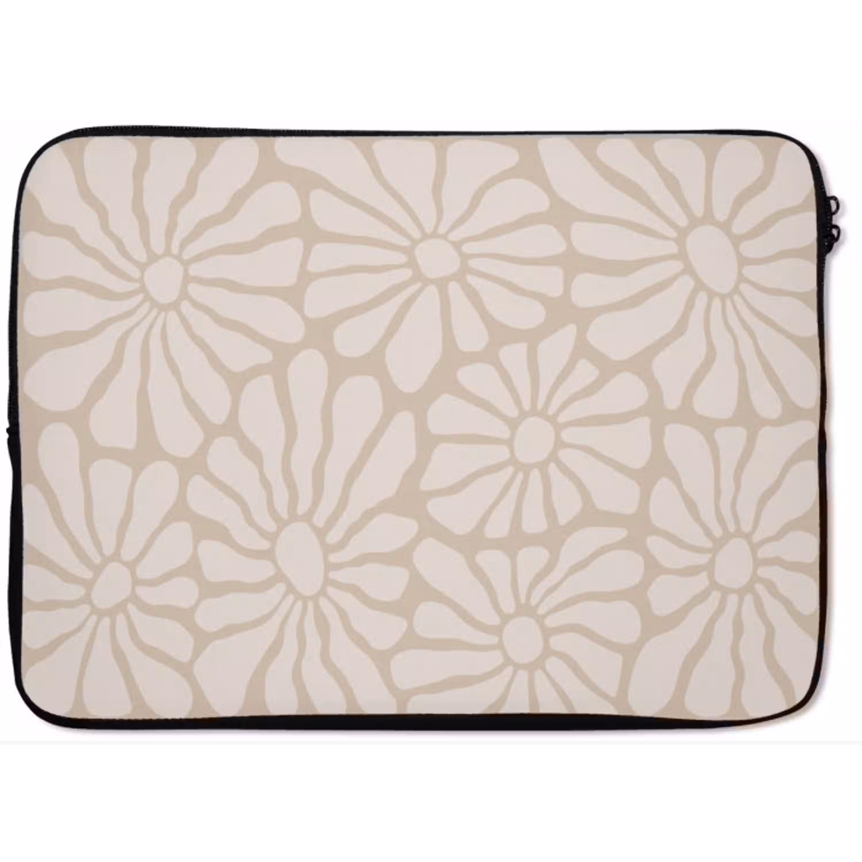 Bloemen - Print - Beige - Bruin - Minimalistisch laptophoes neopreen klein -zkaufland3dotto