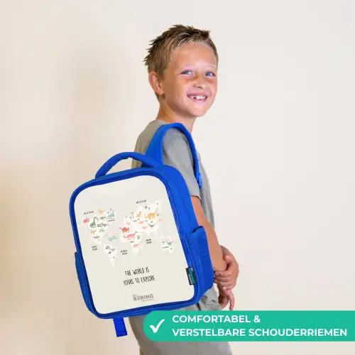 Dino wereldkaart Kinderrugzak - Blauw middel -sfeer3_NL
