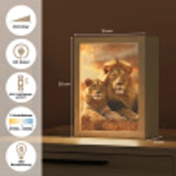 Leeuwen - Zonsondergang - Afrika - Savanne - Dieren Light Box met kabel (Tafellamp) klein -USP_DE
