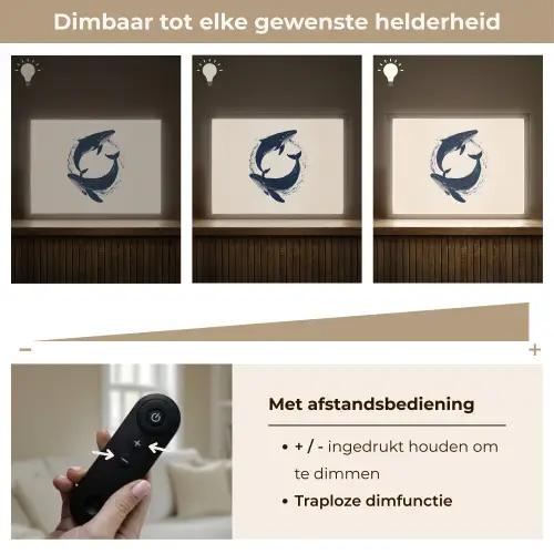 Walvissen - Spetters - Cirkel - Donkerblauw Light Box met batterij (Wandlamp) middel -USP_dimbaarNL