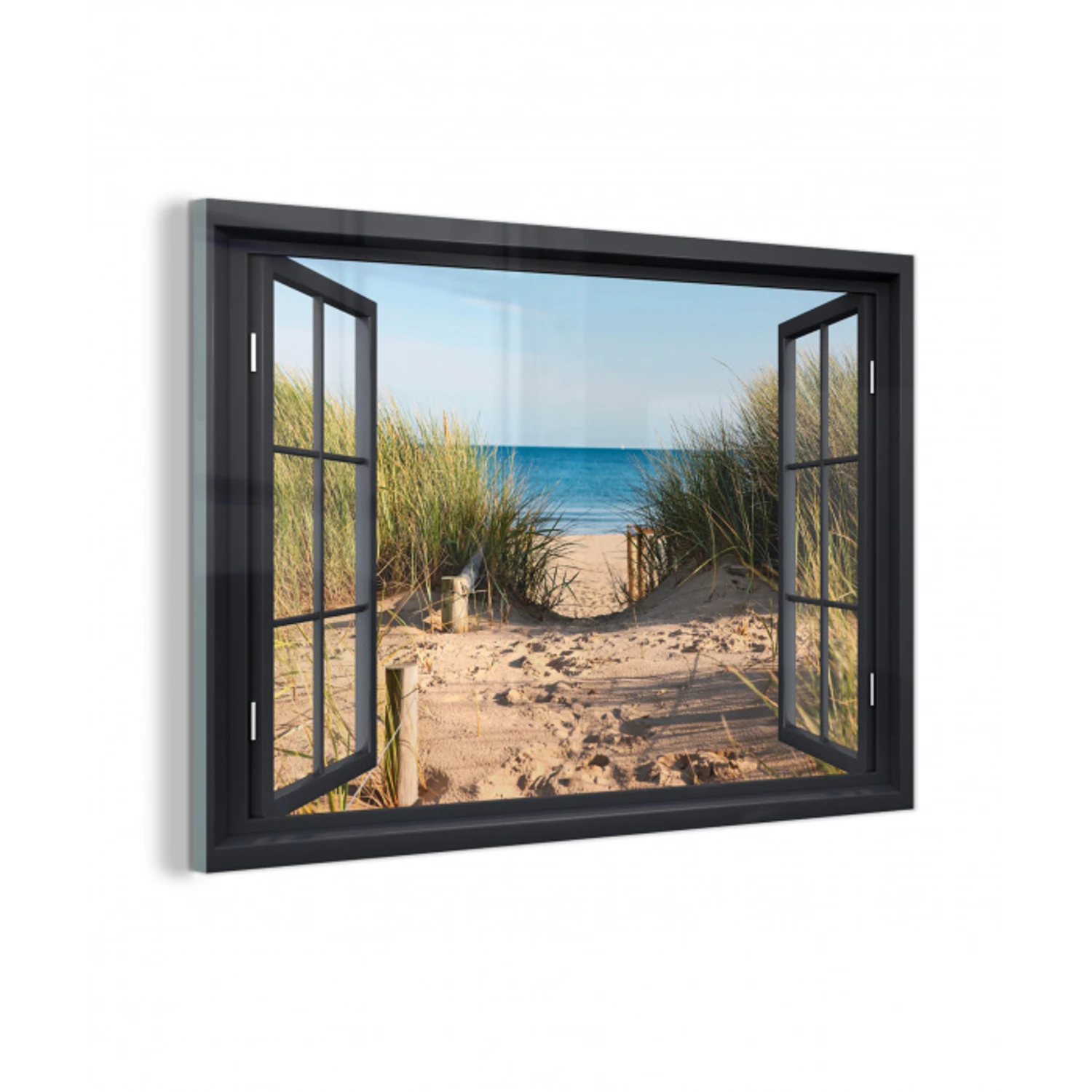 Doorkijk - Strand - Zee - Zand - Water - Helmgras - Duinen plexiglas 5mm klein -z3d