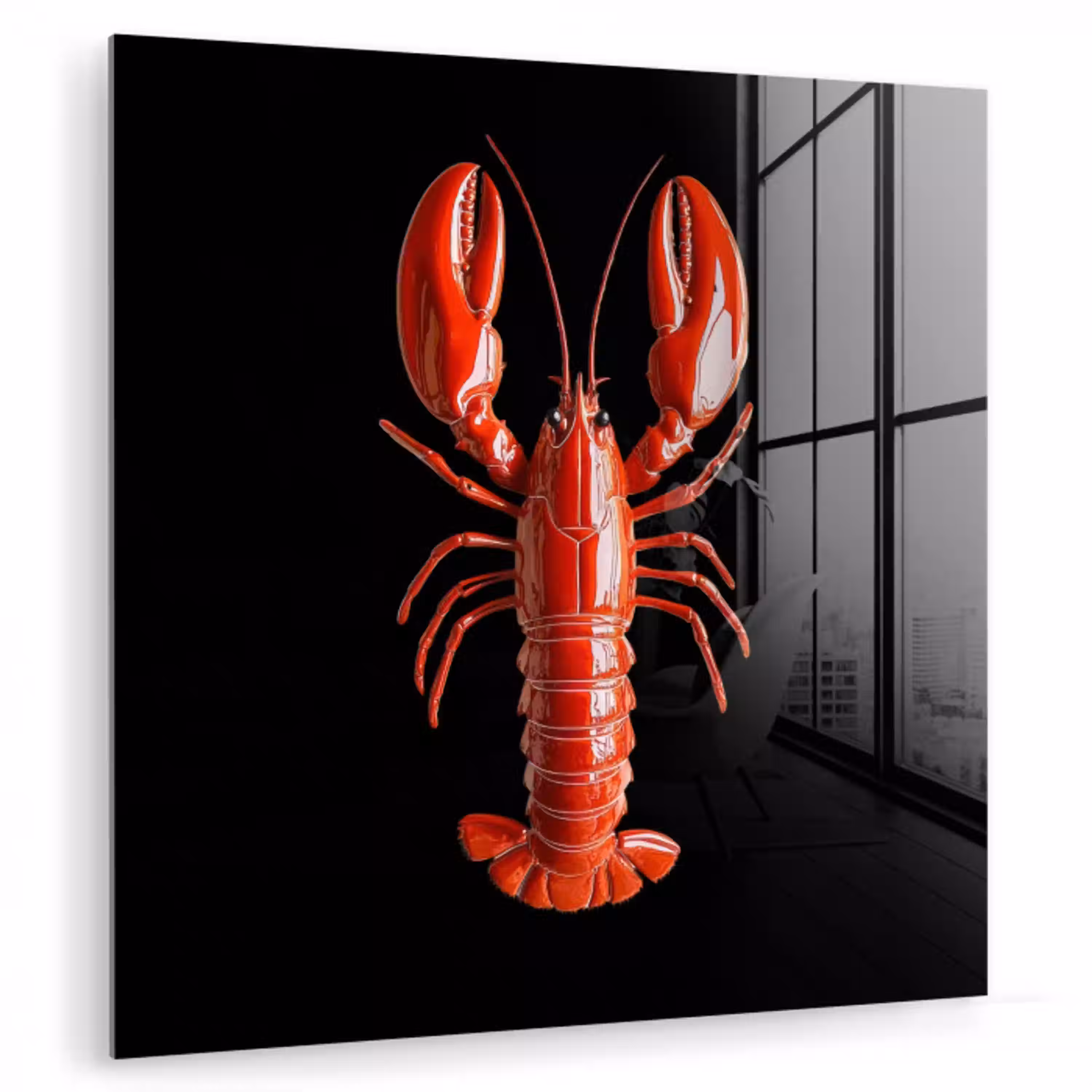 Kreeft - Glossier Rood - Zwart plexiglas 5mm klein -zzzproduct_nieuw