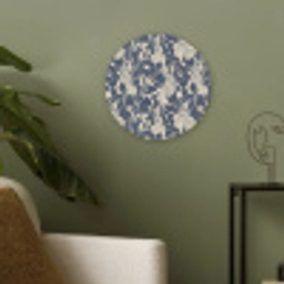 Hazen - Bladeren - Patroon - Blauw - Beige Akoestische PET Vilt - Rond klein 838 -sfeer2