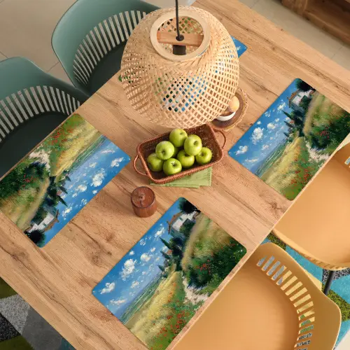Zandpad - Huis - Bomen - Grasveld Placemat vinyl groot -zzsfeer5_Kitchenyeah-website