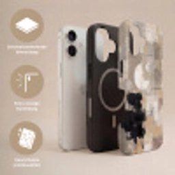 Abstract - Cirkel - Modern - Beige - Zwart - Minimalistisch Toughcase MagSafe Apple iPhone 17 klein -USP_Lagen_NL