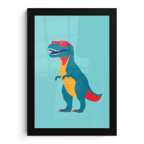 Dinosaurus - Blauw - Zonnebril fotolijst zwart zonder passe partout klein -3d