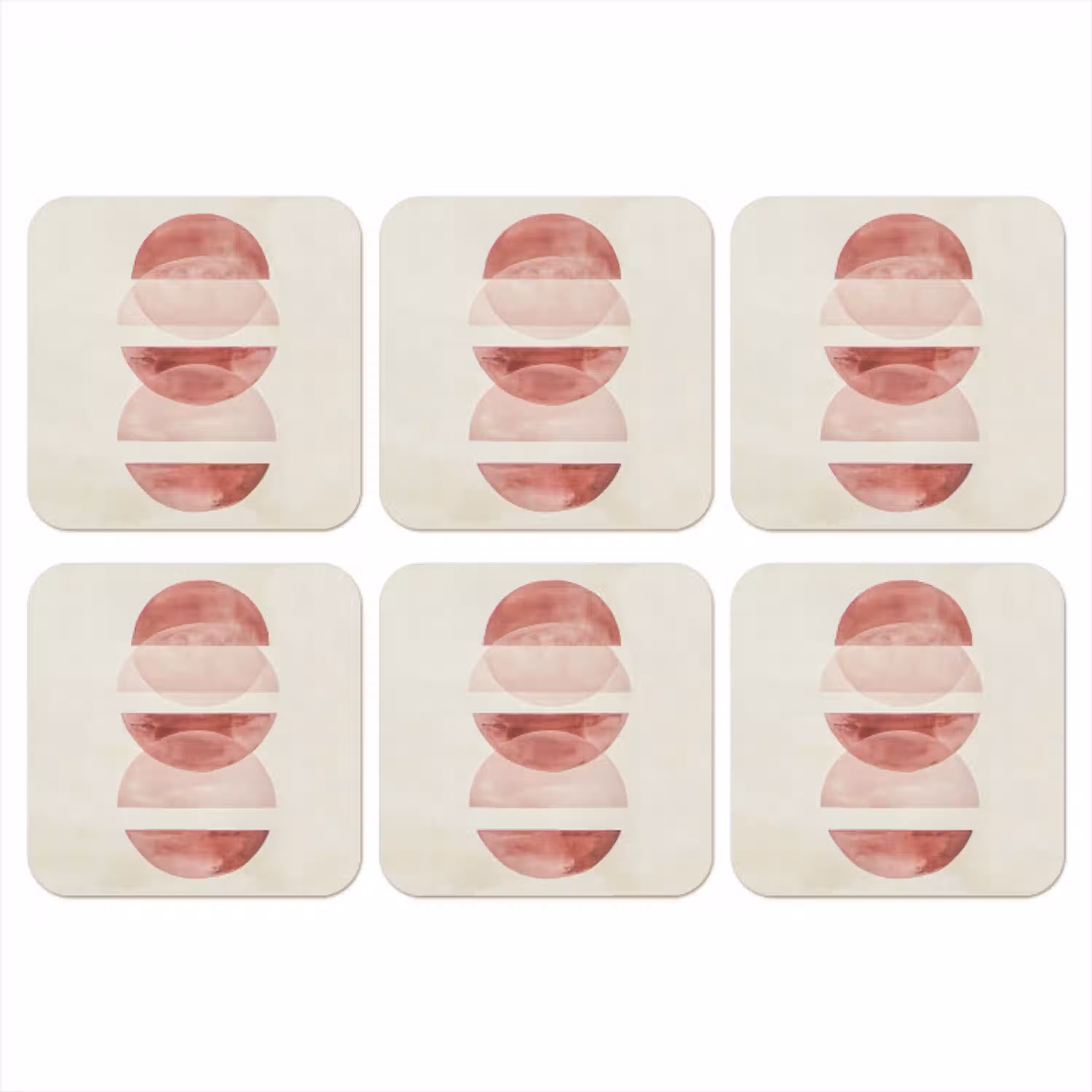 Minimalistisch - Cirkels - Roze onderzetter kurk middel -3d