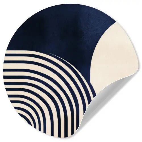 Donkerblauw - Abstract - Lijnen Wandcirkel behangsticker klein -3d