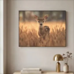 Hert - Graanveld - Bruin Textielframe - compleet frame klein -sfeer2