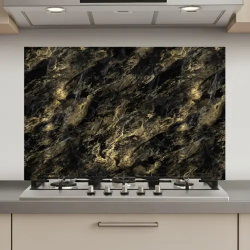 Marmer - Zwart - Goud keuken achterwand spatscherm klein 900 -3d_website