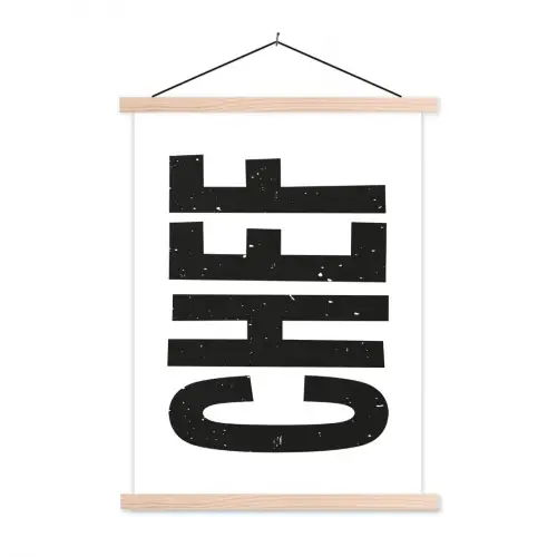 Chef - Japandi - Decoratie - Vintage textielposter latten blank klein -3d