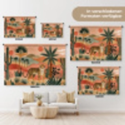 Tijger - Palmen - Cactus - Oranje Wandkleed katoen klein -tsfeer8_DE