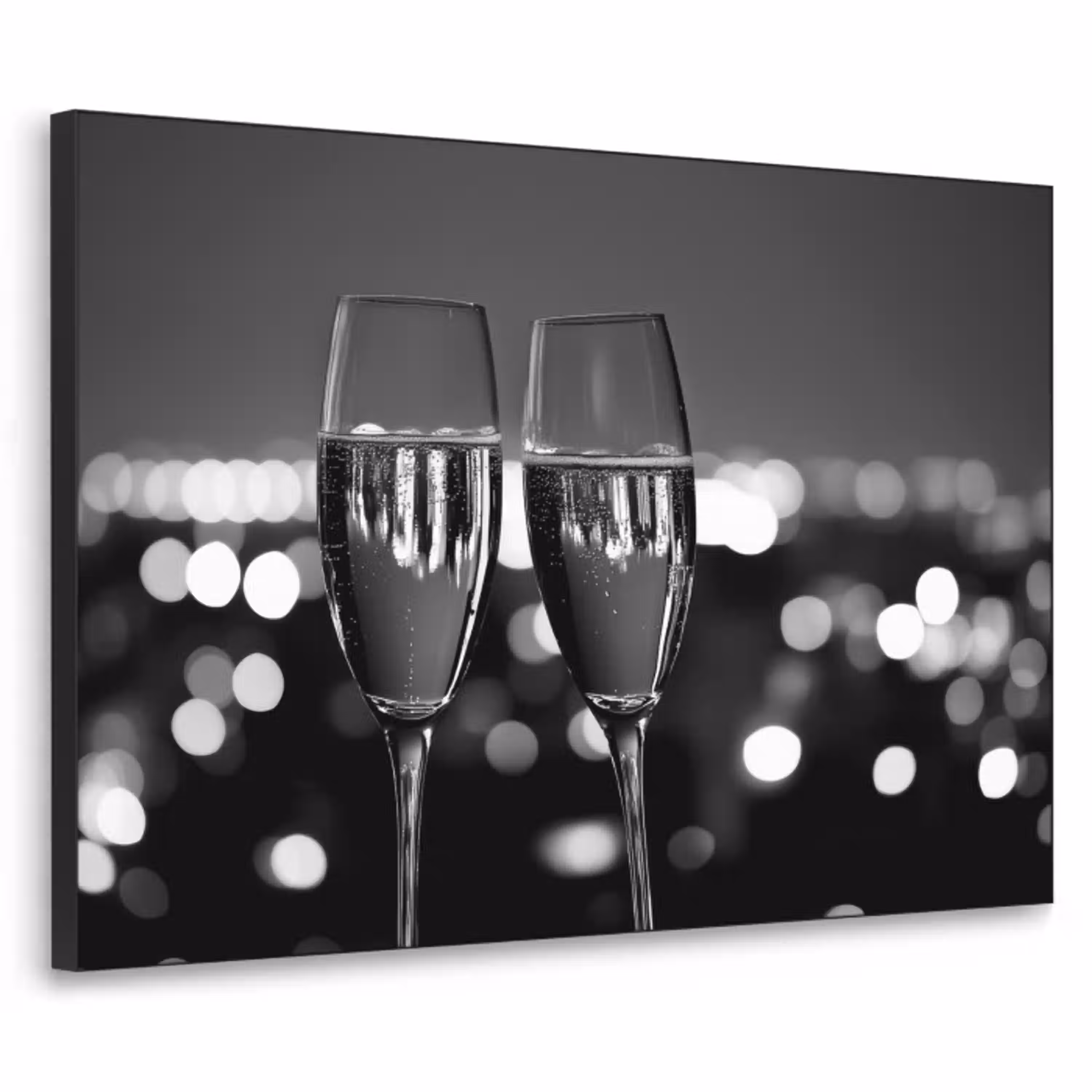 Bubbels - Proosten - Champagneglazen - Stadslichten Textielframe - compleet frame klein -3d