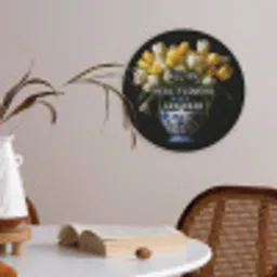 Quotes - Bloem - Tulp - Geel Akoestische PET Vilt - Rond klein -sfeer3
