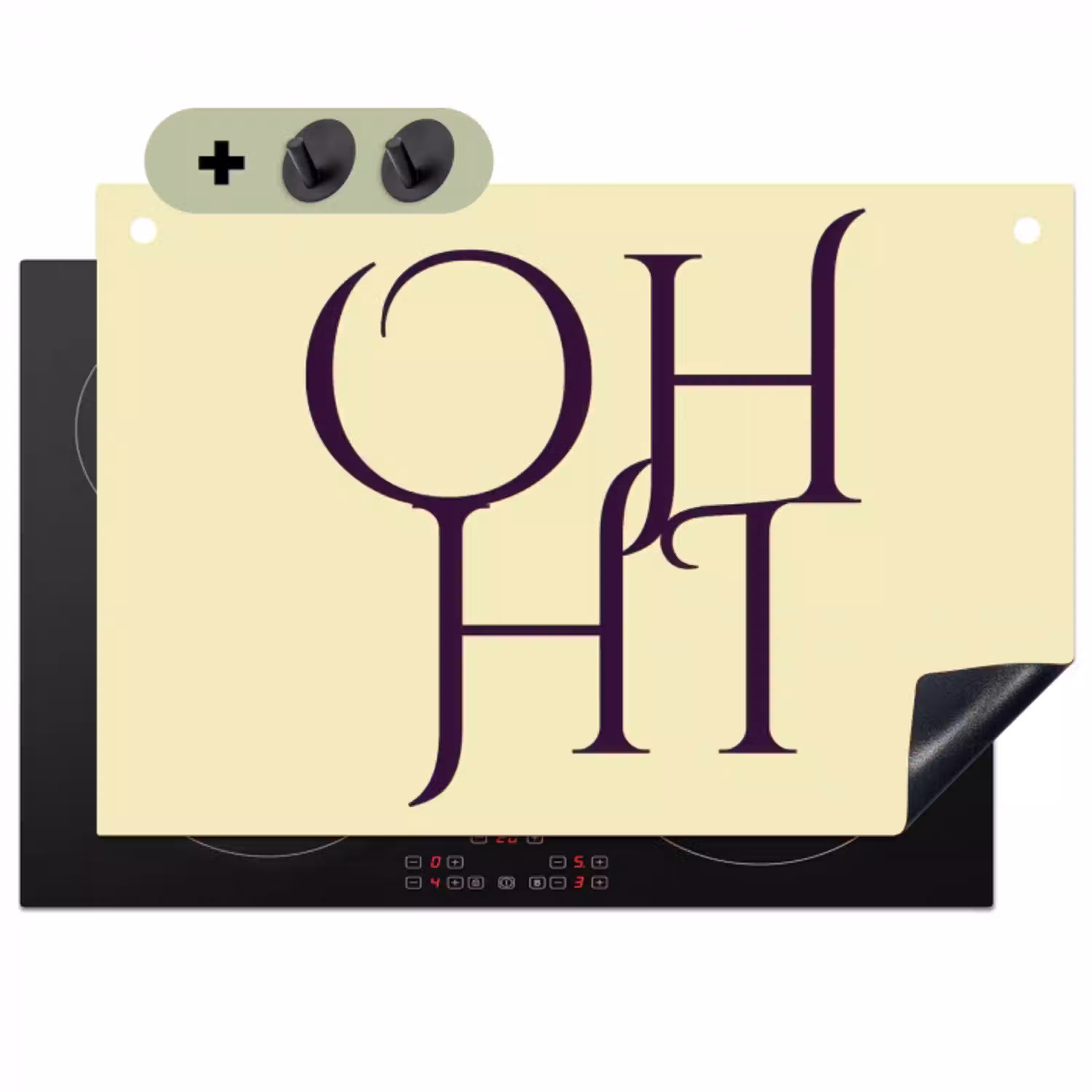 Oh hi - Geel - Monogram Inductie beschemer met haakjes klein -3d