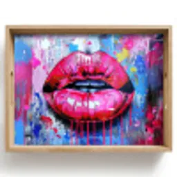 Graffiti - Lippen - Felroze - Geschilderd Dienblad Rechthoek middel -z3d_shopping