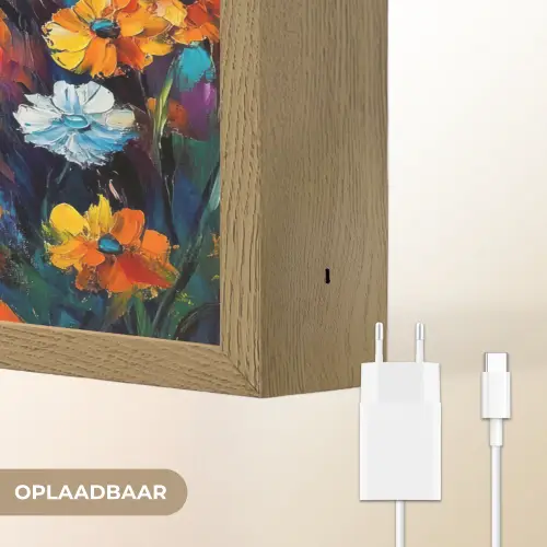 Uil - Bloemen - Kunst - Zonsondergang Light Box met batterij (Wandlamp) middel -USP_websiteoplaadbaarNL
