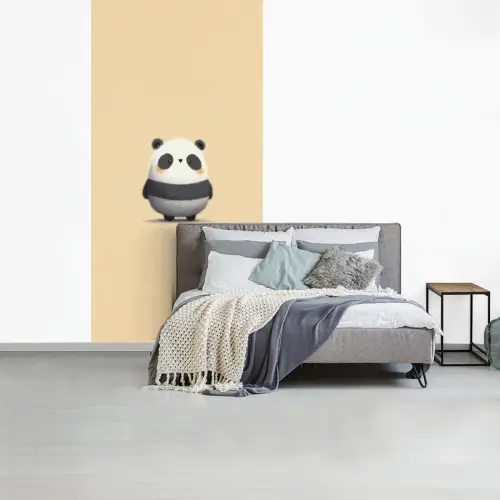 Panda - Beige - Minimalistisch fotobehang vinyl groot -slaapkamer