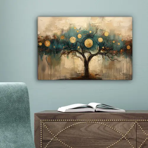 Boom - Kunst - Maan - Watercolor canvas 2cm klein -sfeer4