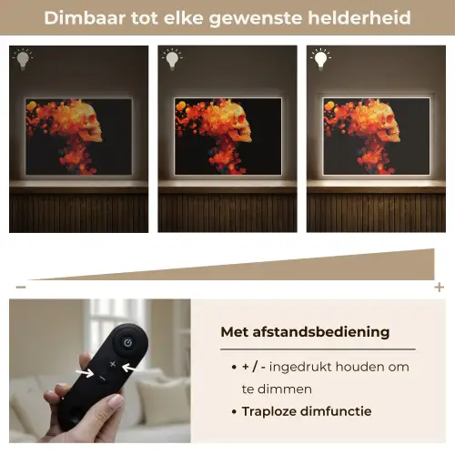 Schedel - Oranje - Zijaanzicht - Vlammen Light Box met batterij (Wandlamp) middel -USP_dimbaarNL