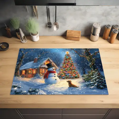 Kerstwonder - Winteravond - Kleurrijk Inductie beschermer vinyl 3mm klein -sfeer5