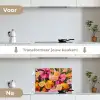 Drink - Bloemen - Yellow keuken achterwand spatscherm klein -voor_na_NL