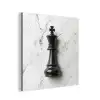 Schaakstuk - Koning - Zwart - Marmer aluminium wit klein -3d