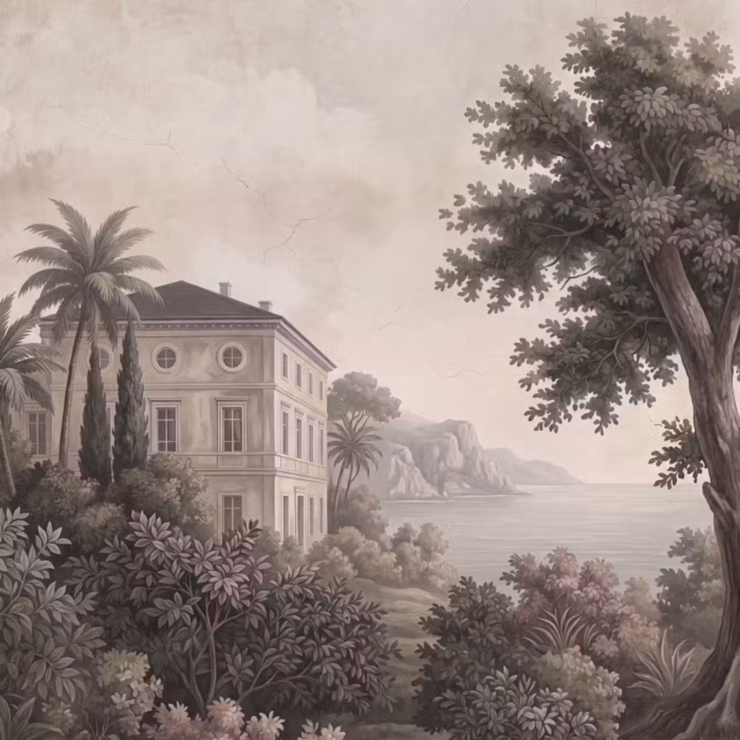 Behang - Zee - Villa - Beige