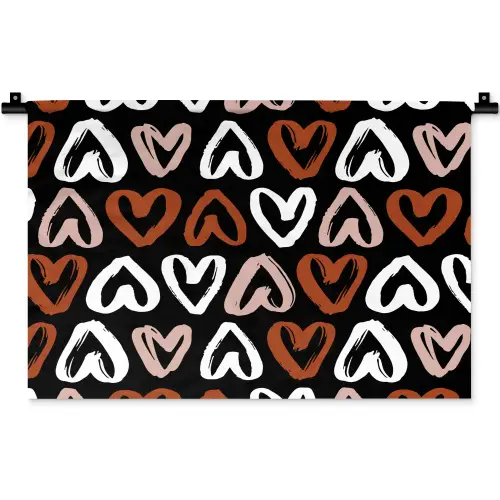 Patroon - Zwart - Hart Wandkleed katoen klein 269 -zz3d