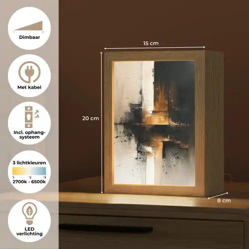 Modern - Zwart - Verf - Goud Light Box met kabel (Tafellamp) klein -USP_NL
