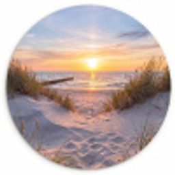 Strand - Zonsondergang - Natuur - Landschap Wandcirkel kunststof plaat 5mm dik klein -3d