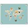 Wereldkaart - Vlinders - Dromerig tuinposter los doek klein -3d