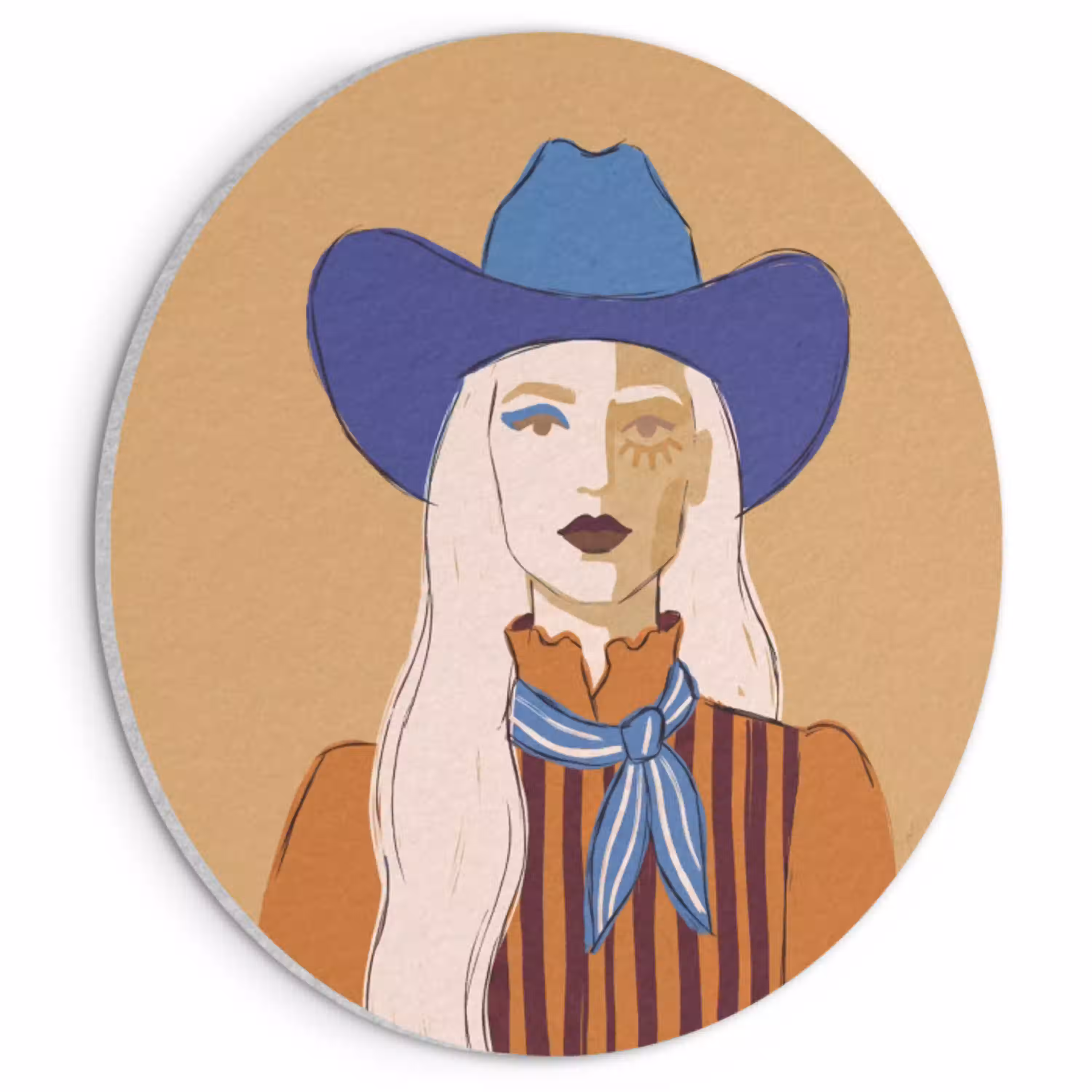 Vrouw - Portret - Abstract - Kleurrijk - Modern Akoestische PET Vilt - Rond klein -3d