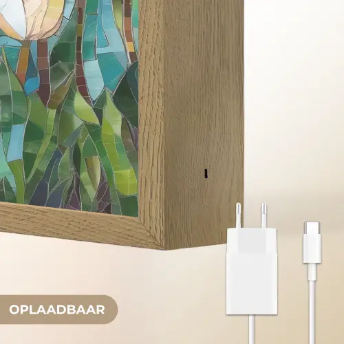 Mozaïek - Veld - Tulpen - Kleurrijk Light Box met batterij (Wandlamp) middel -USP_websiteoplaadbaarNL