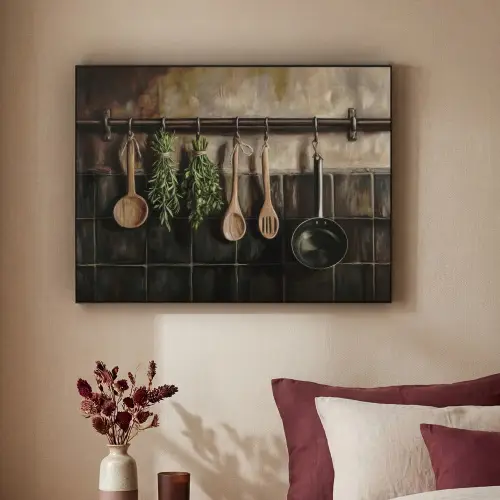 Keukengerei - Rustiek - Tegels - Kruiden Textielframe - compleet frame klein -sfeer1