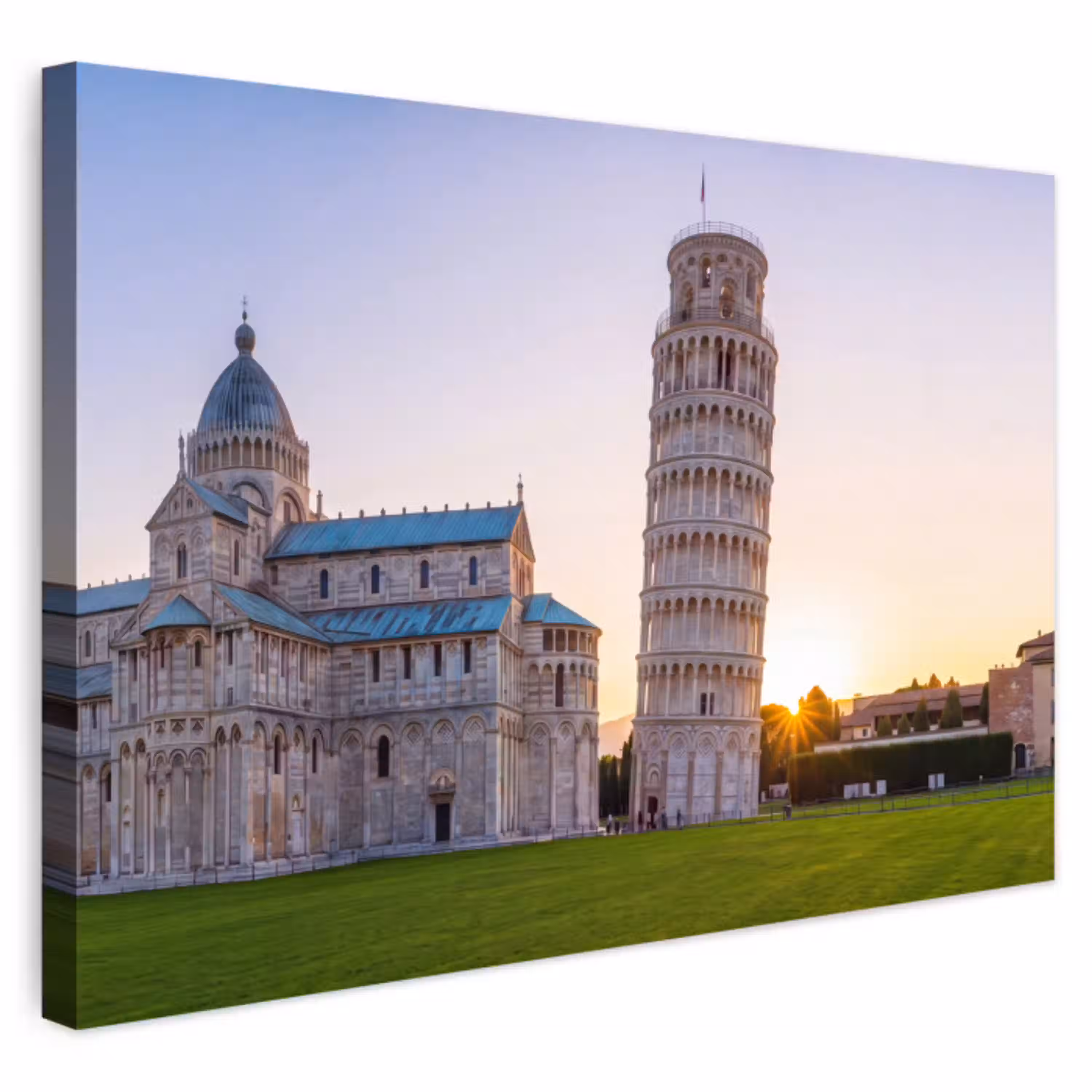 Architectuur - Toren - Pisa - Italië - Zonsondergang Tuinposter op houten frame 2 cm dik klein -3d