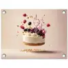 Cheesecake - Eten - Roze - Taart tuinposter los doek klein -3d