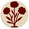 Bloemen - Bladeren - Rood - Minimalistisch Wandcirkel kunststof plaat 5mm dik klein -3d
