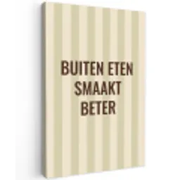 Buiten - Quote - Strepen - Zomer Tuinposter op houten frame 2 cm dik klein -3d