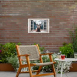 Hert - Dieren - Landschap - Winter - Sneeuw - Doorkijk - Natuur Tuinposter op houten frame 2 cm dik klein -sfeer3