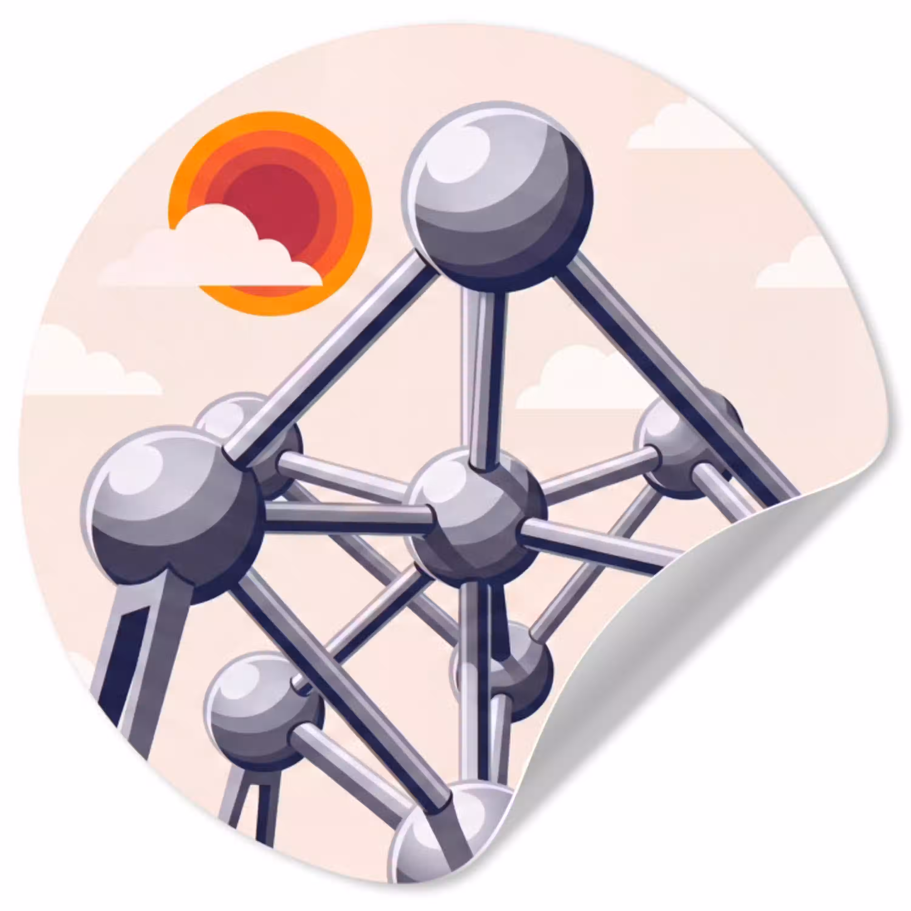 Architectuur - Geometrie - Stad - Modern - Grijs Wandcirkel behangsticker klein -3d