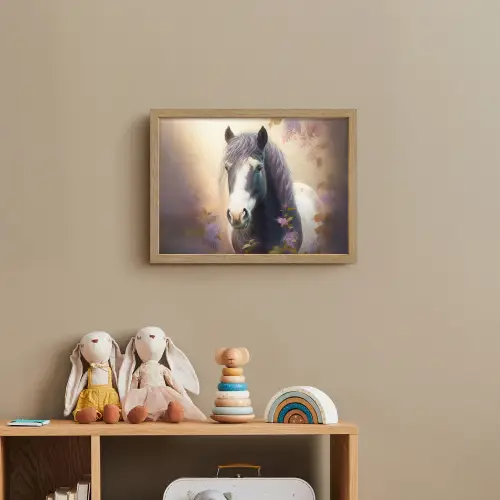 Paard - Natuur - Dieren - Bloemen - Paars Light Box met batterij (Wandlamp kind) middel -sfeer2_kind