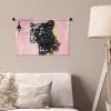 Zwart - Panter - Roze - Abstract Wandkleed katoen klein -sfeer4