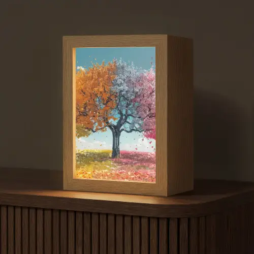 Boom - Kleurrijk - Natuur - Levensboom Light Box met kabel (Tafellamp) klein -z3d_website