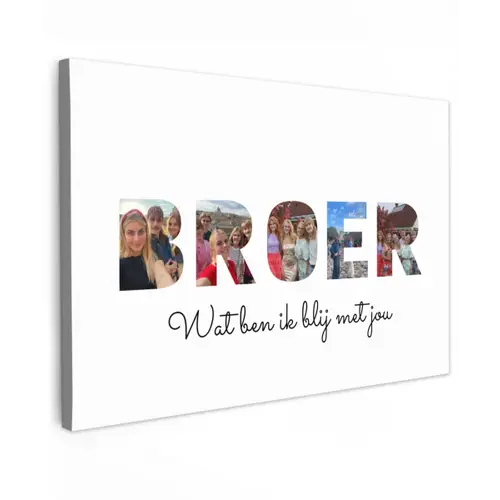 Broer - Lettercollage Tuinposter op houten frame 2 cm dik klein -3d