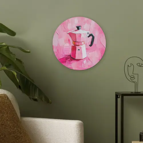 Roze - Verf - Coffee Akoestische PET Vilt - Rond klein -sfeer2