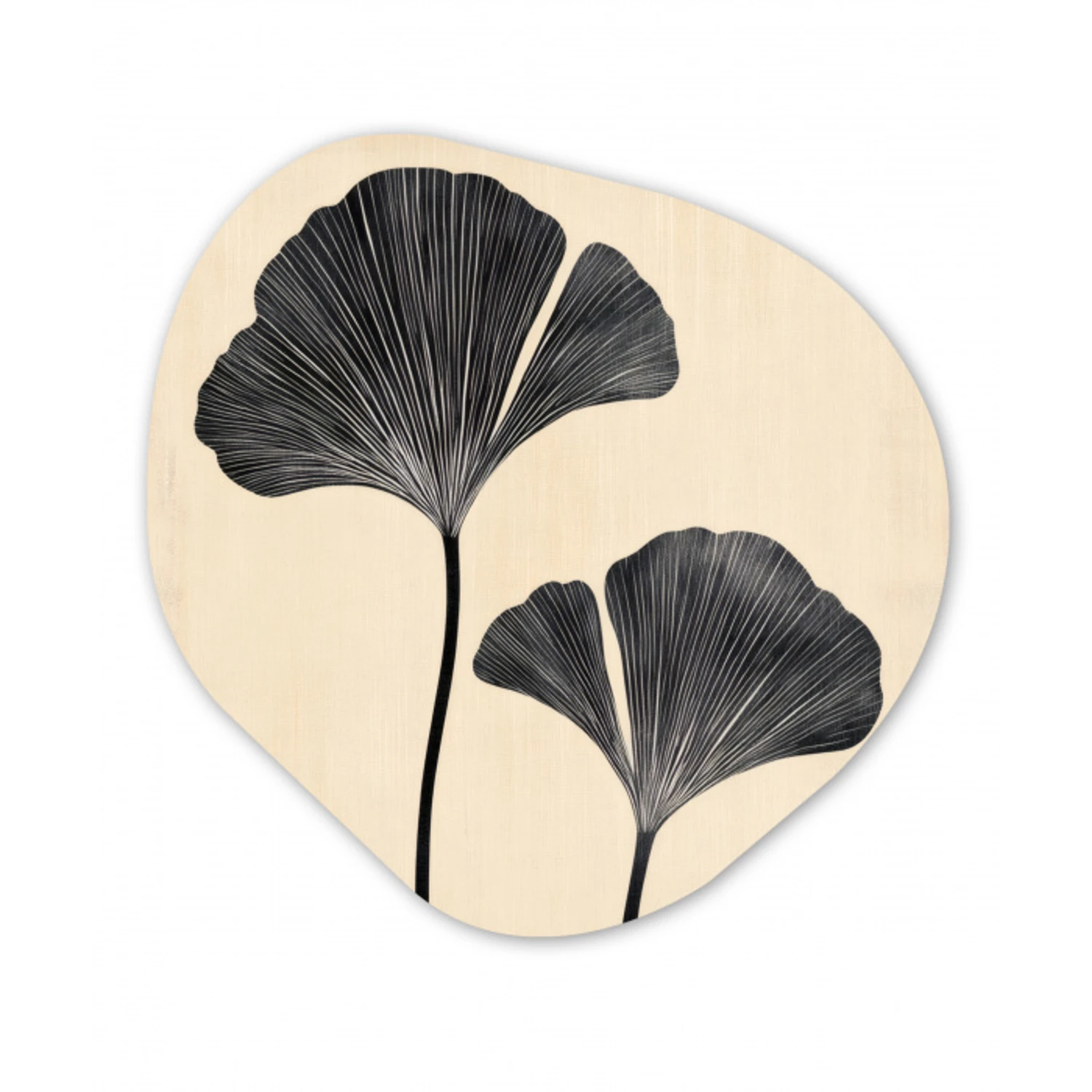 Bladeren - Minimalistisch - Zwart Wandcirkel Organisch Forex 3mm klein -3d