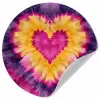 Tie dye - Hartvorm - Vlammen - Oranje Wandcirkel behangsticker klein -3d